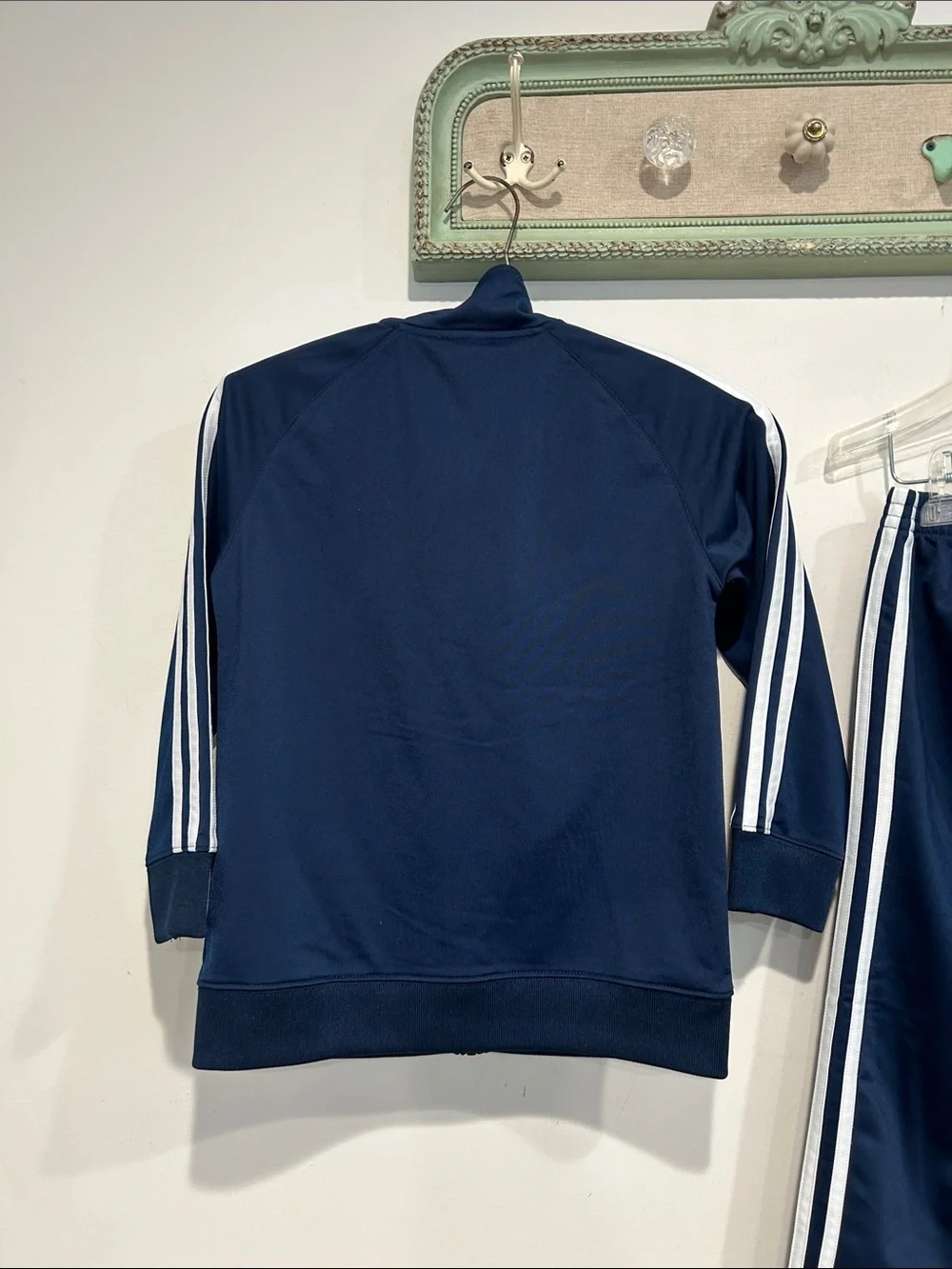 adidas Navy blue and White 3-Stripe Kids Track coaches Jacket & Pants set